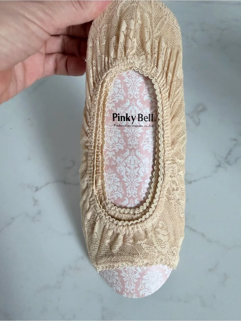 Women's Beige Lace No-Show Footie Socks lace liner socks ballet flat socks